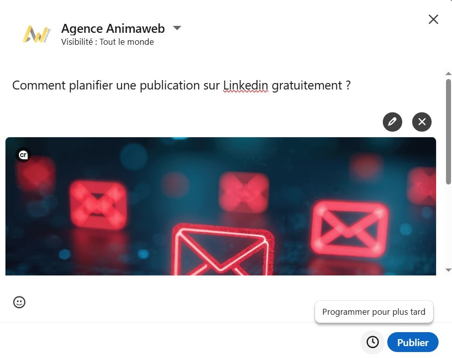 Rédigez votre post et ajoutez un visuel